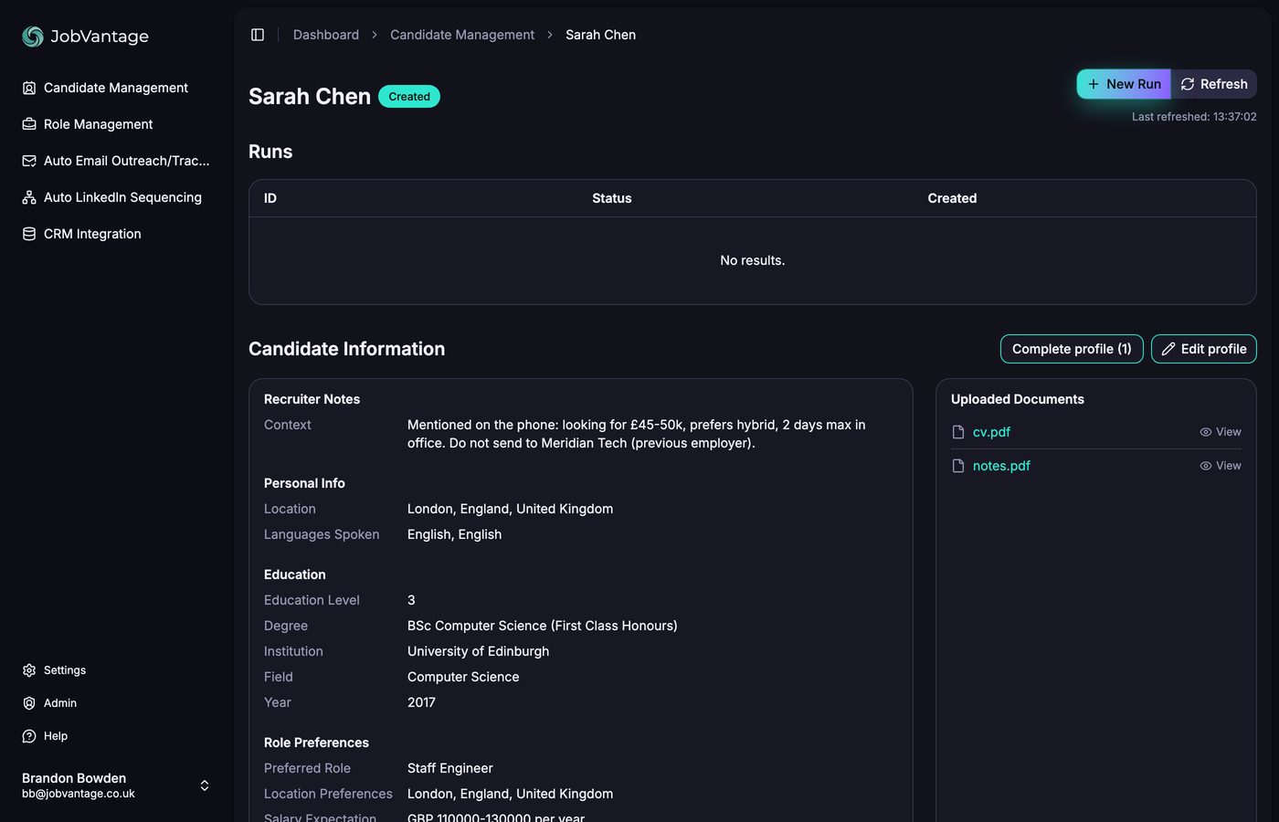 The Complete profile prompt showing only missing fields